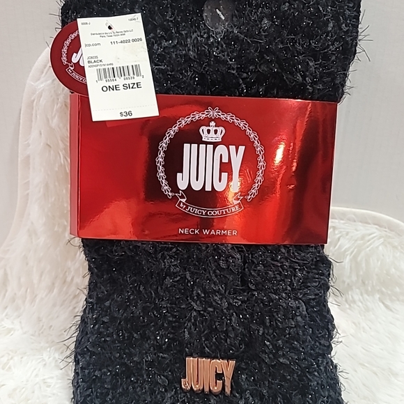 New Women's Juicy by Juicy Couture Neck Warmer Black Sparkle - Picture 2 of 4